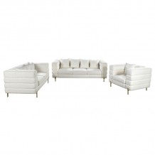 MORRIS Set Σαλόνι - Καθιστικό 3θέσιος 2θέσιος Πολυθρόνα Ύφασμα Teddy Άσπρο c503715