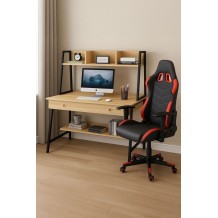 STUDENT-1 Set Γραφείο Η Υ Sonoma - Μαύρο Πολυθρόνα Gaming Μαύρο - Κόκκινο c503717