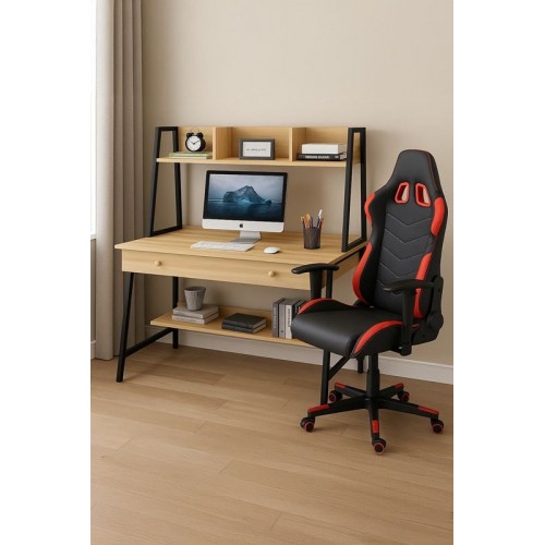 STUDENT-1 Set Γραφείο Η Υ Sonoma - Μαύρο Πολυθρόνα Gaming Μαύρο - Κόκκινο c503717