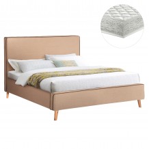 ΚΡΕΒΑΤΙ ΜΕ ΣΤΡΩΜΑ INDRA HM21280 02 ΜΠΕΖ ΥΦΑΣΜΑ--ΓΙΑ 160x200εκ c503799