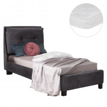 ΚΡΕΒΑΤΙ ΜΕ ΣΤΡΩΜΑ RILEY HM21282 01 ΓΚΡΙ ΒΕΛΟΥΔΟ--ΓΙΑ 90x200εκ c503805