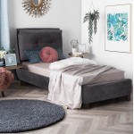 ΚΡΕΒΑΤΙ ΜΕ ΣΤΡΩΜΑ RILEY HM21282 01 ΓΚΡΙ ΒΕΛΟΥΔΟ--ΓΙΑ 90x200εκ c503805