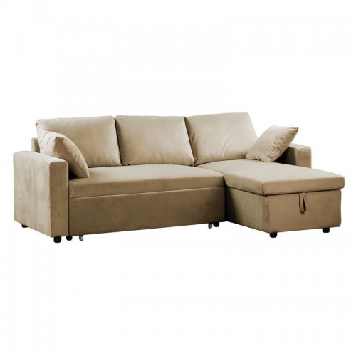 MONTREAL Καναπές Κρεβάτι Γωνία Αναστρέψιμη με Αποθηκευτικό Χώρο Velure Μπεζ c503809