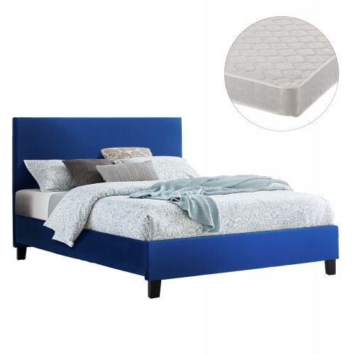 ΚΡΕΒΑΤΙ ΜΕ ΣΤΡΩΜΑ BECCA HM21283 07 ΜΠΛΕ ΒΕΛΟΥΔΟ--ΓΙΑ 150x200εκ c503820