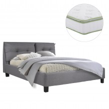 ΚΡΕΒΑΤΙ ΜΕ ΣΤΡΩΜΑ BILLIE HM21284 03 ΓΚΡΙ ΥΦΑΣΜΑ--ΓΙΑ 160x200εκ c503822