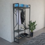 Έπιπλο εισόδου Levento pakoworld ανθρακί με μαύρο μεταλλικό σκελετό 88x34x180εκ c503835