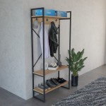 Έπιπλο εισόδου Levento pakoworld oak με μαύρο μεταλλικό σκελετό 88x34x180εκ c503836