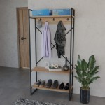 Έπιπλο εισόδου Levento pakoworld oak με μαύρο μεταλλικό σκελετό 88x34x180εκ c503836