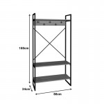Έπιπλο εισόδου Levento pakoworld oak με μαύρο μεταλλικό σκελετό 88x34x180εκ c503836