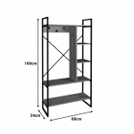 Έπιπλο εισόδου Feranda pakoworld με ράφια oak με μαύρο μεταλλικό σκελετό 88x34x180εκ c503837