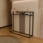 Κονσόλα Convida pakoworld ανθρακί με μαύρο μεταλλικό σκελετό 100x25x90εκ c503838