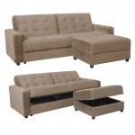 JACKSON Καναπές - Κρεβάτι και Σκαμπό με Χώρους Αποθήκευσης Ύφασμα Μπεζ c503851