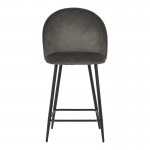 Σκαμπό μπαρ μεσαίου ύψους Perch pakoworld βελούδο σε ανθρακί απόχρωση με μαύρα μεταλλικά πόδια 50x43x99εκ SET 2τμχ c503855