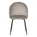 Καρέκλα Perch pakoworld βελούδο σε γκρι απόχρωση με μαύρα μεταλλικά πόδια 50x43x82εκ SET 2τμχ c503861