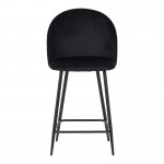 Σκαμπό μπαρ μεσαίου ύψους Perch pakoworld βελούδο σε μαύρη απόχρωση με μαύρα μεταλλικά πόδια 50x43x99εκ SET 2τμχ c503866
