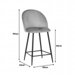 Σκαμπό μπαρ μεσαίου ύψους Perch pakoworld βελούδο σε μαύρη απόχρωση με μαύρα μεταλλικά πόδια 50x43x99εκ SET 2τμχ c503866