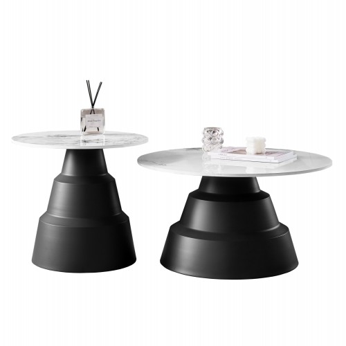 ΣΕΤ 2 ΤΡΑΠΕΖΙΑ ΣΑΛΟΝΙΟΥ LIDOX HM18306 02 SINTERED STONE TOP- SNOW WHITE ΧΡΩΜΑ Φ50 Φ70 c503871