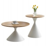 ΣΕΤ 2 ΤΡΑΠΕΖΙΑ ΣΑΛΟΝΙΟΥ JENNEL X HM18308 01 ΜΕΤΑΛΛΟ ΛΕΥΚΟ--MDF ΣΕ ΦΥΣΙΚΟ Φ50εκ Φ70εκ c503875