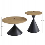 ΣΕΤ 2 ΤΡΑΠΕΖΙΑ ΣΑΛΟΝΙΟΥ JENNEL X HM18308 02 ΜΕΤΑΛΛΟ ΜΑΥΡΟ--MDF ΣΕ ΦΥΣΙΚΟ Φ50εκ Φ70εκ c503876