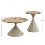 ΣΕΤ 2 ΤΡΑΠΕΖΙΑ ΣΑΛΟΝΙΟΥ JENNEL X HM18308 04 ΜΕΤΑΛΛΟ ΣΑΜΠΑΝΙ--MDF ΣΕ ΦΥΣΙΚΟ Φ50εκ Φ70εκ c503877