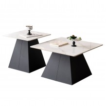 ΣΕΤ 2 ΤΡΑΠΕΖΙΑ ΣΑΛΟΝΙΟΥ QUBER X HM18311 02 SINTERED STONE ΤΕΤΡΑΓΩΝΟ--ΒΑΣΕΙΣ ΜΑΥΡΕΣ c503878