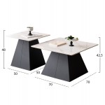 ΣΕΤ 2 ΤΡΑΠΕΖΙΑ ΣΑΛΟΝΙΟΥ QUBER X HM18311 02 SINTERED STONE ΤΕΤΡΑΓΩΝΟ--ΒΑΣΕΙΣ ΜΑΥΡΕΣ c503878