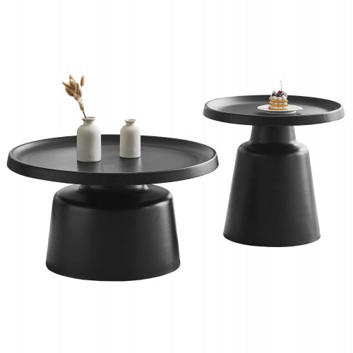 ΣΕΤ 2 ΤΡΑΠΕΖΙΑ ΣΑΛΟΝΙΟΥ RINKON2 HM18304 02 ΜΕΤΑΛΛΟ ΣΕ ΜΑΥΡΟ Φ50εκ Φ70εκ c503885