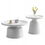 ΣΕΤ 2 ΤΡΑΠΕΖΙΑ ΣΑΛΟΝΙΟΥ RINKON2 HM18304 01 ΜΕΤΑΛΛΟ ΣΕ ΛΕΥΚΟ Φ50εκ Φ70εκ c503887