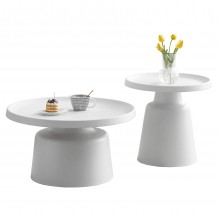 ΣΕΤ 2 ΤΡΑΠΕΖΙΑ ΣΑΛΟΝΙΟΥ RINKON2 HM18304 01 ΜΕΤΑΛΛΟ ΣΕ ΛΕΥΚΟ Φ50εκ Φ70εκ c503887