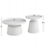 ΣΕΤ 2 ΤΡΑΠΕΖΙΑ ΣΑΛΟΝΙΟΥ RINKON2 HM18304 01 ΜΕΤΑΛΛΟ ΣΕ ΛΕΥΚΟ Φ50εκ Φ70εκ c503887