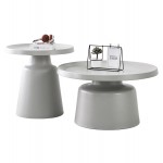 ΣΕΤ 2 ΤΡΑΠΕΖΙΑ ΣΑΛΟΝΙΟΥ RINKON2 HM18304 03 ΜΕΤΑΛΛΟ ΣΕ ΓΚΡΙ Φ50εκ Φ70εκ c503888