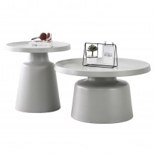 ΣΕΤ 2 ΤΡΑΠΕΖΙΑ ΣΑΛΟΝΙΟΥ RINKON2 HM18304 03 ΜΕΤΑΛΛΟ ΣΕ ΓΚΡΙ Φ50εκ Φ70εκ c503888