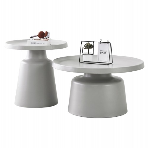 ΣΕΤ 2 ΤΡΑΠΕΖΙΑ ΣΑΛΟΝΙΟΥ RINKON2 HM18304 03 ΜΕΤΑΛΛΟ ΣΕ ΓΚΡΙ Φ50εκ Φ70εκ c503888