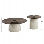 ΣΕΤ 2 ΤΡΑΠΕΖΙΑ ΣΑΛΟΝΙΟΥ BELLINS HM18313 04 ΜΠΕΖ ΜΕΤΑΛ ΒΑΣΕΙΣ--ΓΥΑΛΙ Φ50εκ Φ80εκ c503891