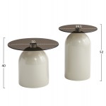 ΣΕΤ 2 ΤΡΑΠΕΖΙΑ ΣΑΛΟΝΙΟΥ BELLINS HM18314 04 ΜΠΕΖ ΜΕΤΑΛ ΒΑΣΕΙΣ--ΓΥΑΛΙ Φ50εκ Φ39 5εκ c503895