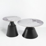 ATRIUM COFFEE TABLE SET 2ΤΕΜ ΛΕΥΚΟ ΜΕ ΟΨΗ ΜΑΡΜΑΡΟΥ ΜΑΥΡΟ 70x70x38cm c503897