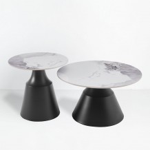 ATRIUM COFFEE TABLE SET 2ΤΕΜ ΛΕΥΚΟ ΜΕ ΟΨΗ ΜΑΡΜΑΡΟΥ ΜΑΥΡΟ 70x70x38cm c503897