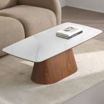 TOTEM COFFEE TABLE ΚΑΡΥΔΙ ΛΕΥΚΟ ΜΕ ΟΨΗ ΜΑΡΜΑΡΟΥ 120x60x42cm c503900