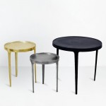 INK SIDE TABLE SET 3ΤΕΜ ΜΑΥΡΟ BRASS NICKEL 64 5x64 5x61cm c503902