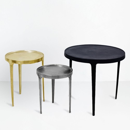 INK SIDE TABLE SET 3ΤΕΜ ΜΑΥΡΟ BRASS NICKEL 64 5x64 5x61cm c503902