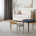 INK SIDE TABLE SET 3ΤΕΜ ΜΑΥΡΟ BRASS NICKEL 64 5x64 5x61cm c503902