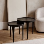INK SIDE TABLE SET 2ΤΕΜ ΜΑΥΡΟ 43x43x45 5cm c503903