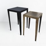 MAGRO SIDE TABLE SET 2ΤΕΜ ΜΑΥΡΟ BRASS 32x32x57cm c503906