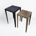 MAGRO SIDE TABLE SET 2ΤΕΜ ΜΑΥΡΟ BRASS 32x32x57cm c503906
