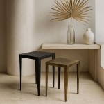 MAGRO SIDE TABLE SET 2ΤΕΜ ΜΑΥΡΟ BRASS 32x32x57cm c503906