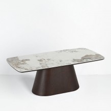 CANYON COFFEE TABLE ΚΑΦΕ BITTER ΛΕΥΚΟ ΜΕ ΟΨΗ ΜΑΡΜΑΡΟΥ 120x60x42cm c503910