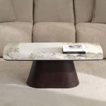 CANYON COFFEE TABLE ΚΑΦΕ BITTER ΛΕΥΚΟ ΜΕ ΟΨΗ ΜΑΡΜΑΡΟΥ 120x60x42cm c503910