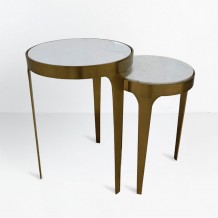 STICKS SIDE TABLE SET 2ΤΕΜ ΛΕΥΚΟ ΧΡΥΣΟ 37x37x54 5cm c503917