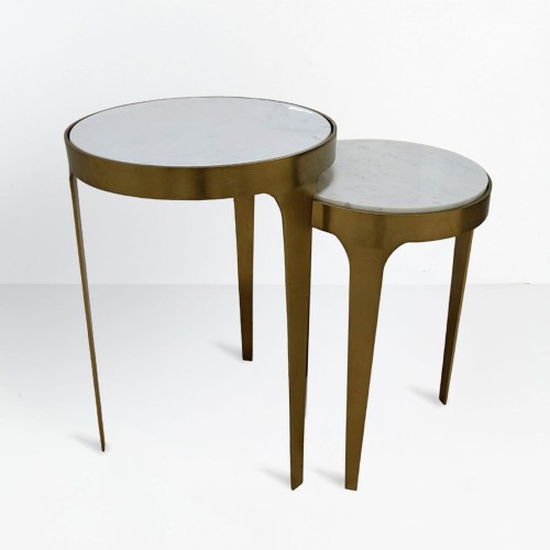 STICKS SIDE TABLE SET 2ΤΕΜ ΛΕΥΚΟ ΧΡΥΣΟ 37x37x54 5cm c503917