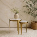 STICKS SIDE TABLE SET 2ΤΕΜ ΛΕΥΚΟ ΧΡΥΣΟ 37x37x54 5cm c503917